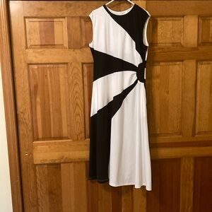 White and Black Asymmetrical A-Line Dress